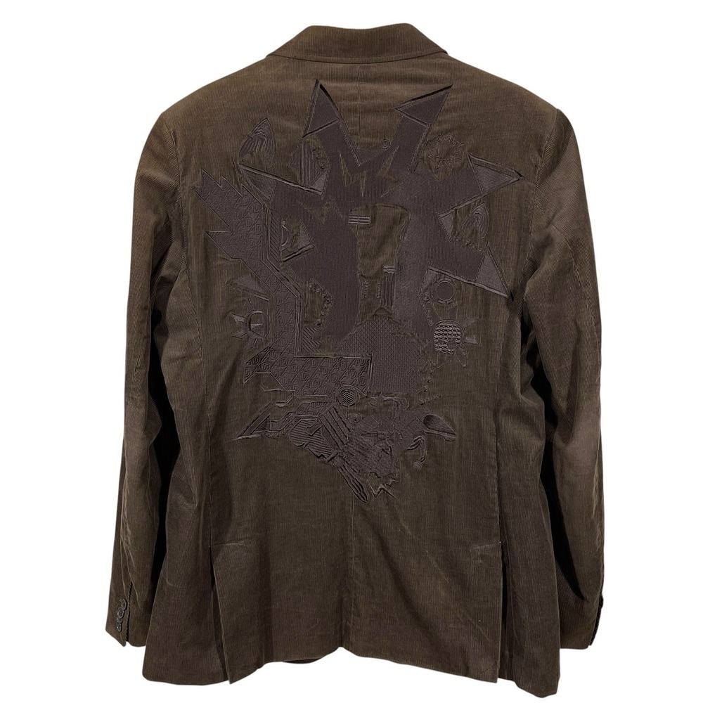 Artful Dodger Corduroy Blazer Mens 3XL Brown Deconstructed Embroidered Logo